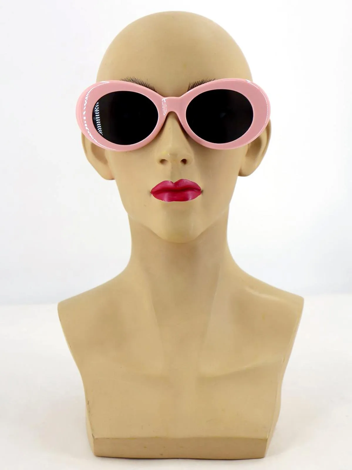 1960s Mod Style Pink Oval Sunglasses