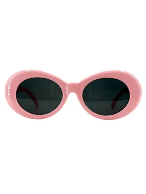 1960s Mod Style Pink Oval Sunglasses