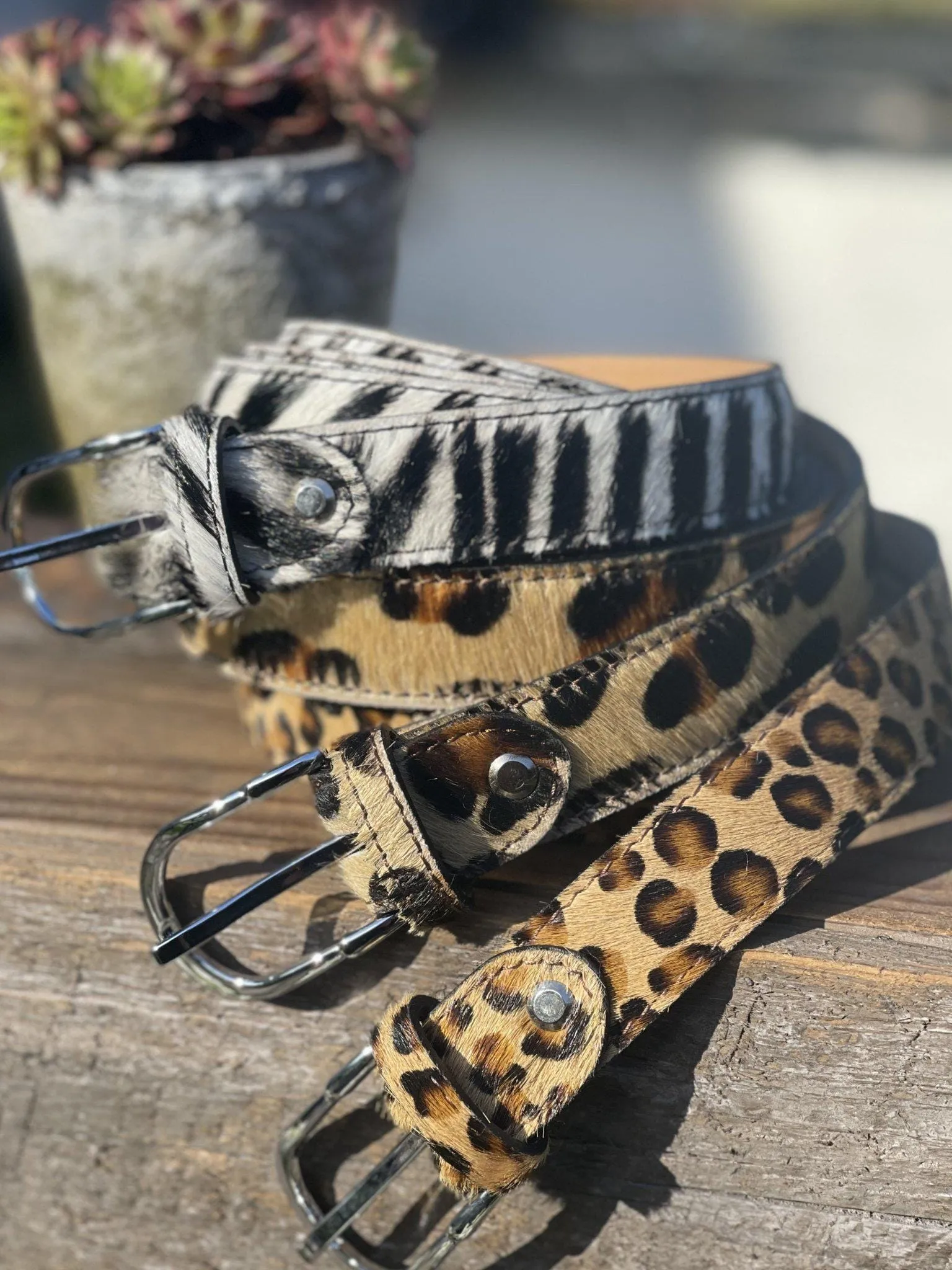 Animal Print Leather Belt - Zebra