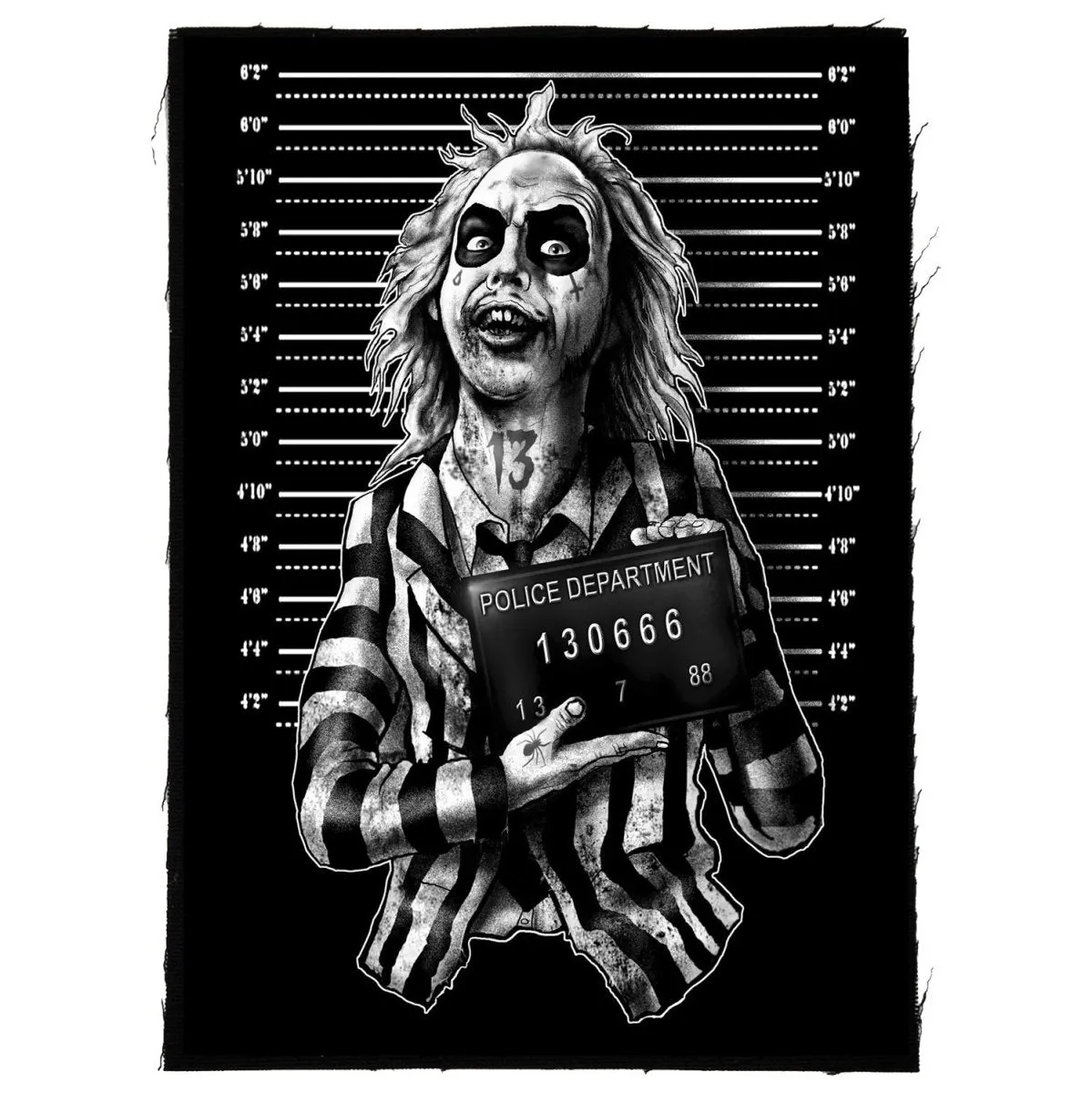 Beetlejuice Mugshot Cloth Punk Patch