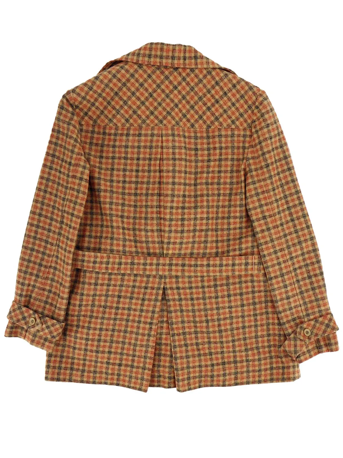 Beige Check 1940s Look Belted Jacket