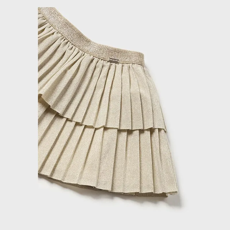 Beige Pleated Overlay Skirt