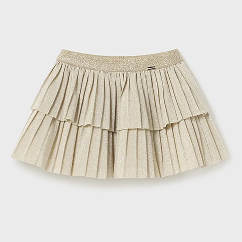 Beige Pleated Overlay Skirt