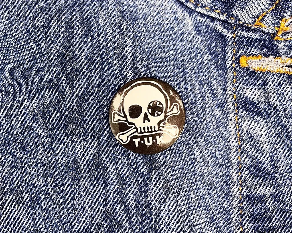 Black & White Skull Logo Pin