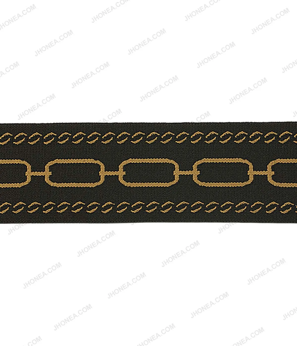 Black with Brown Classic Chain Design Soft Woven Rivil-Civil Elastic