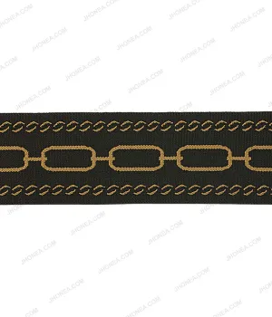 Black with Brown Classic Chain Design Soft Woven Rivil-Civil Elastic