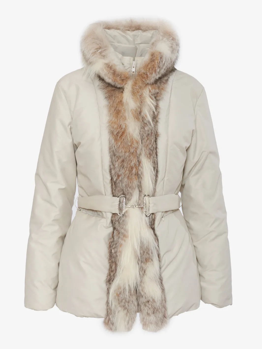 Blumarine Down jacket with fur and belt