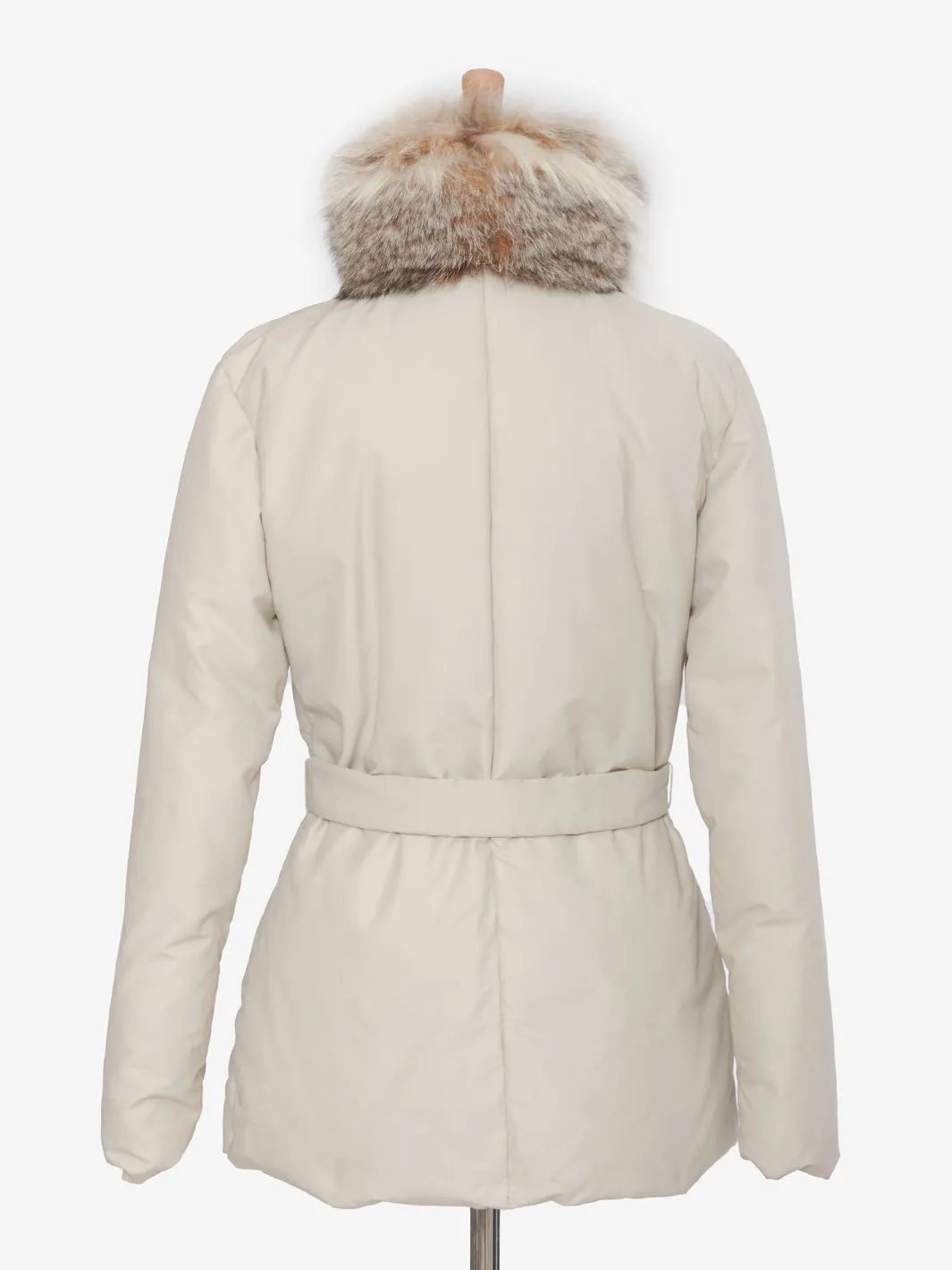 Blumarine Down jacket with fur and belt