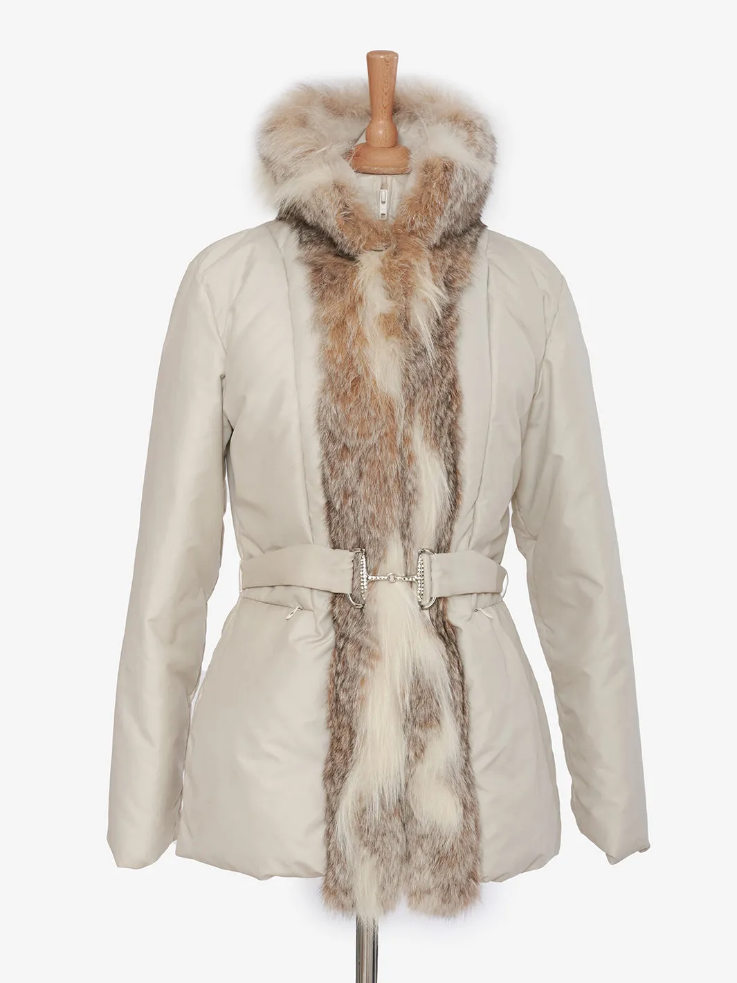 Blumarine Down jacket with fur and belt