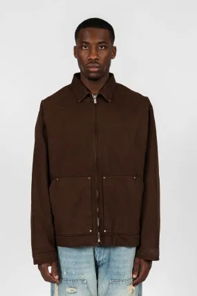 BROWN PUNCHED F CANVAS JACKET