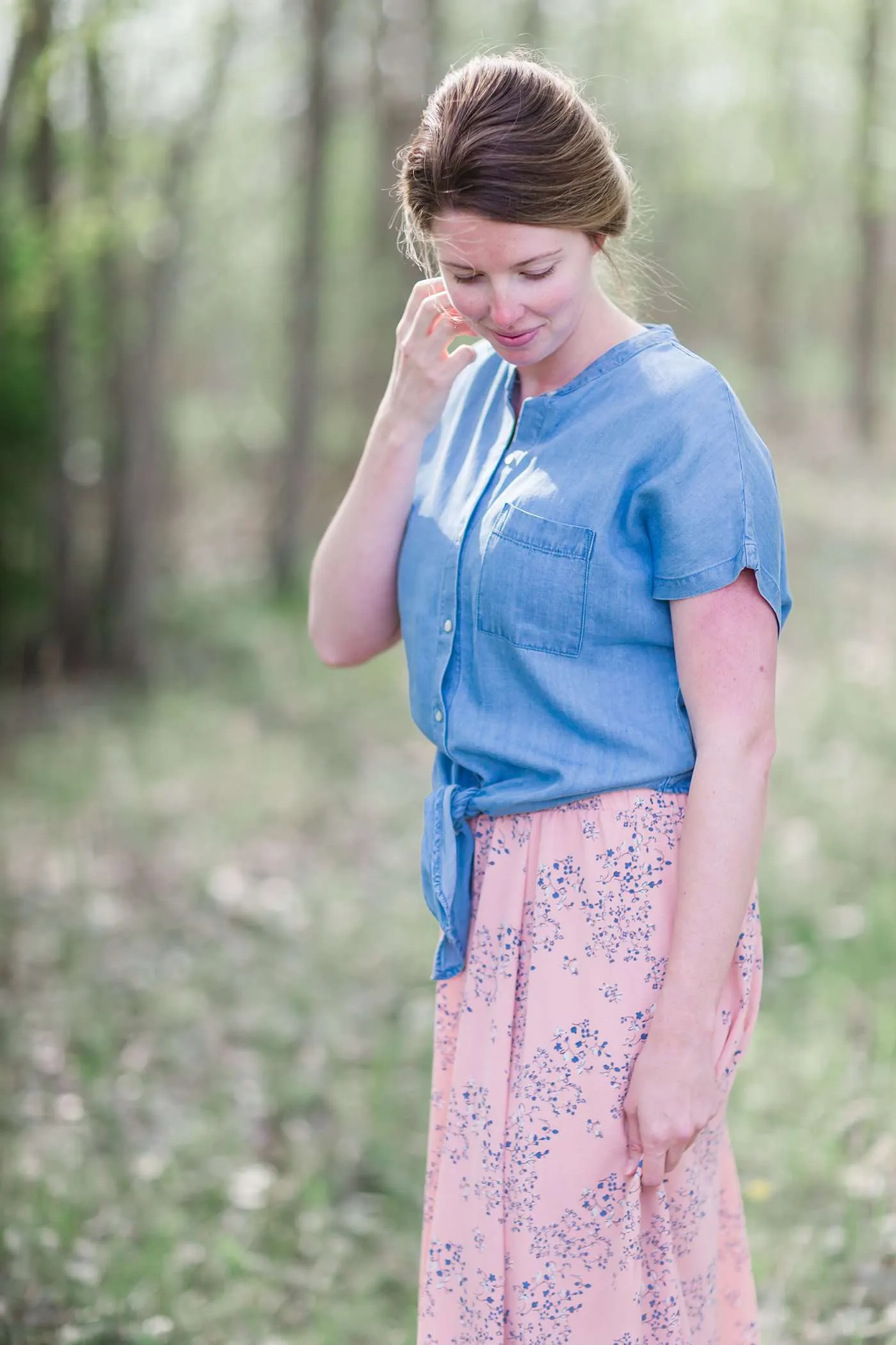 Button Down Chambray Top