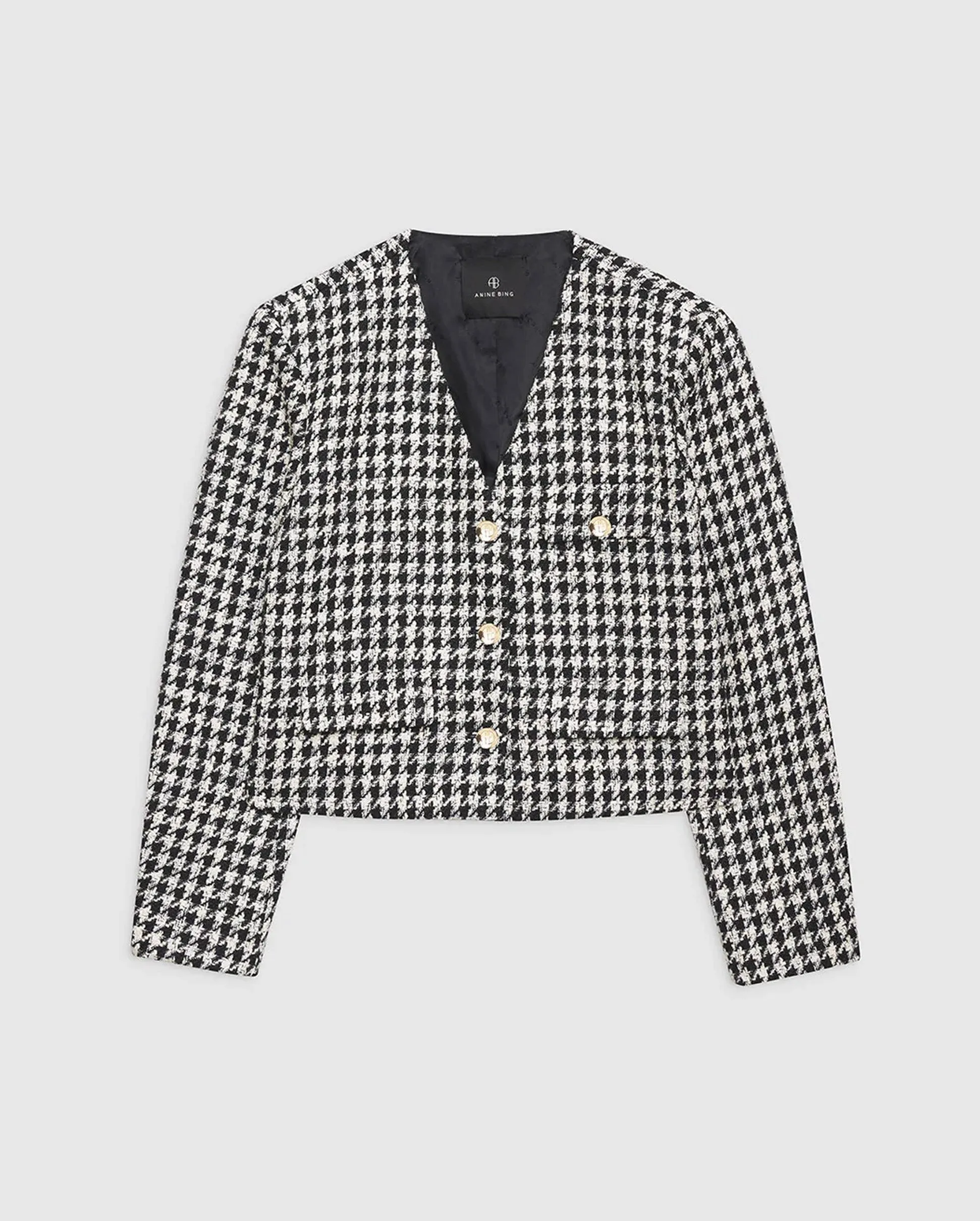 CARA JACKET / CREAM AND BLACK HOUNDSTOOTH