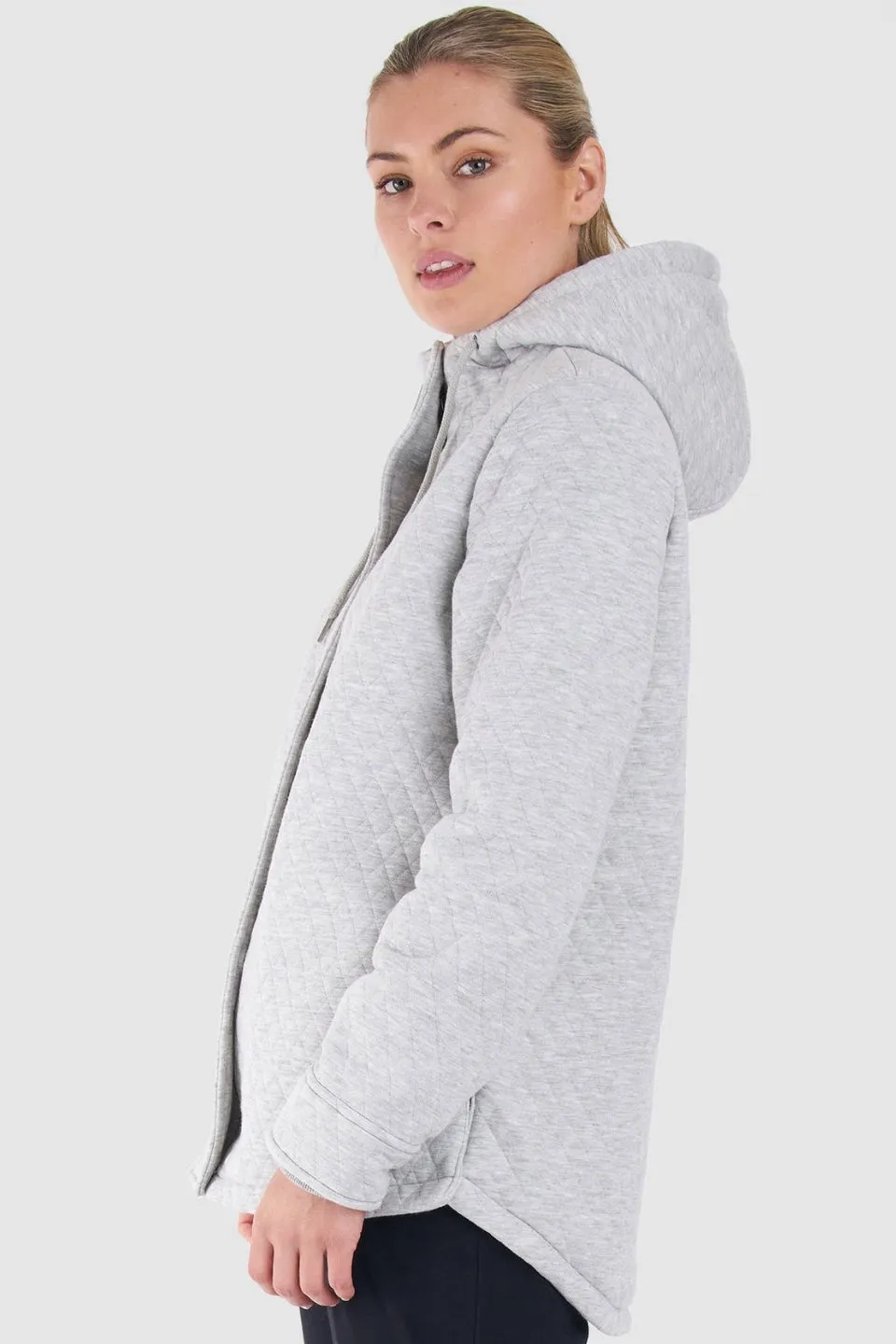 Cher Grey Quilted Hoodie Jacket