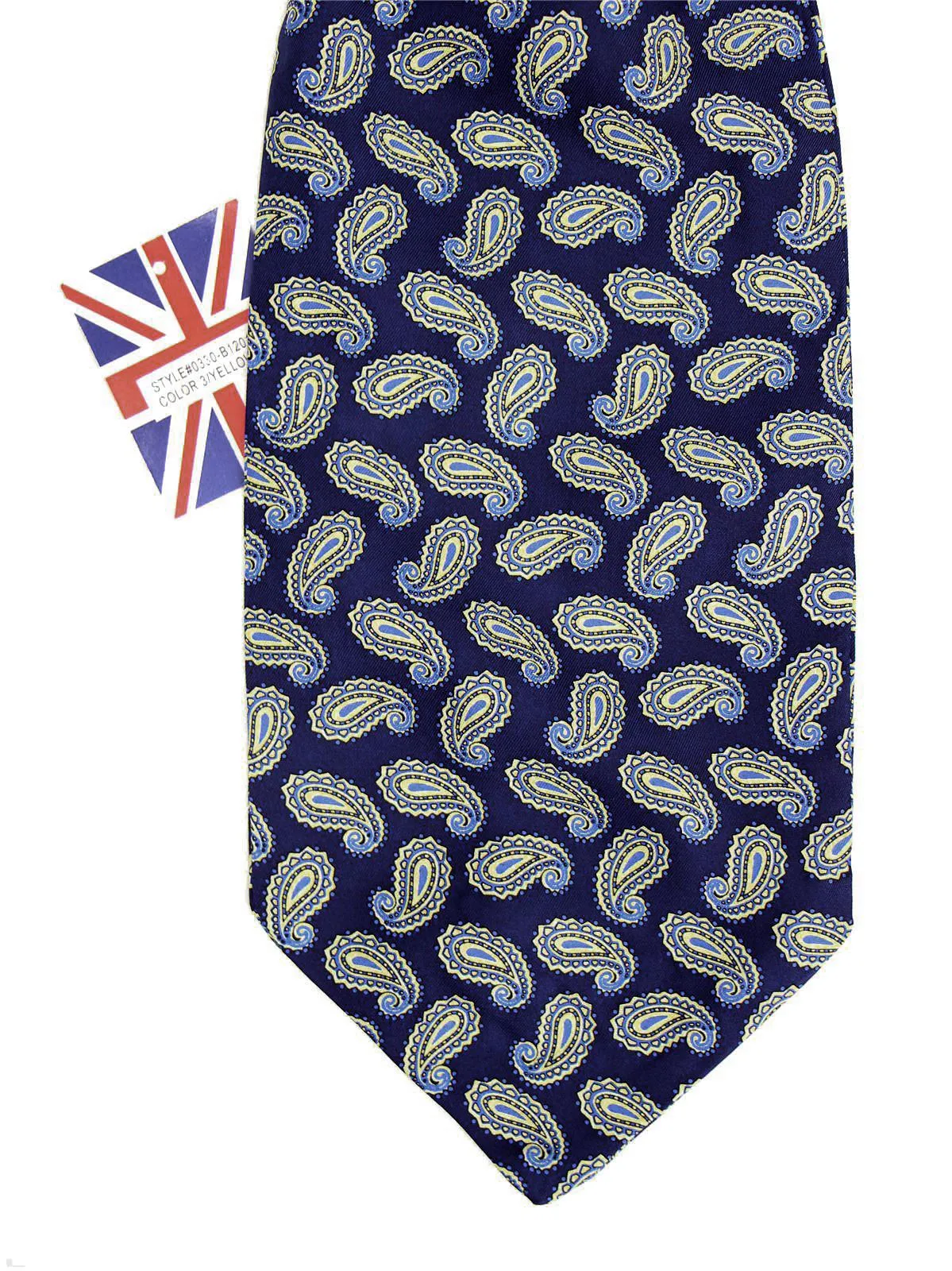 Classic Navy & Yellow Silk Paisley Cravat