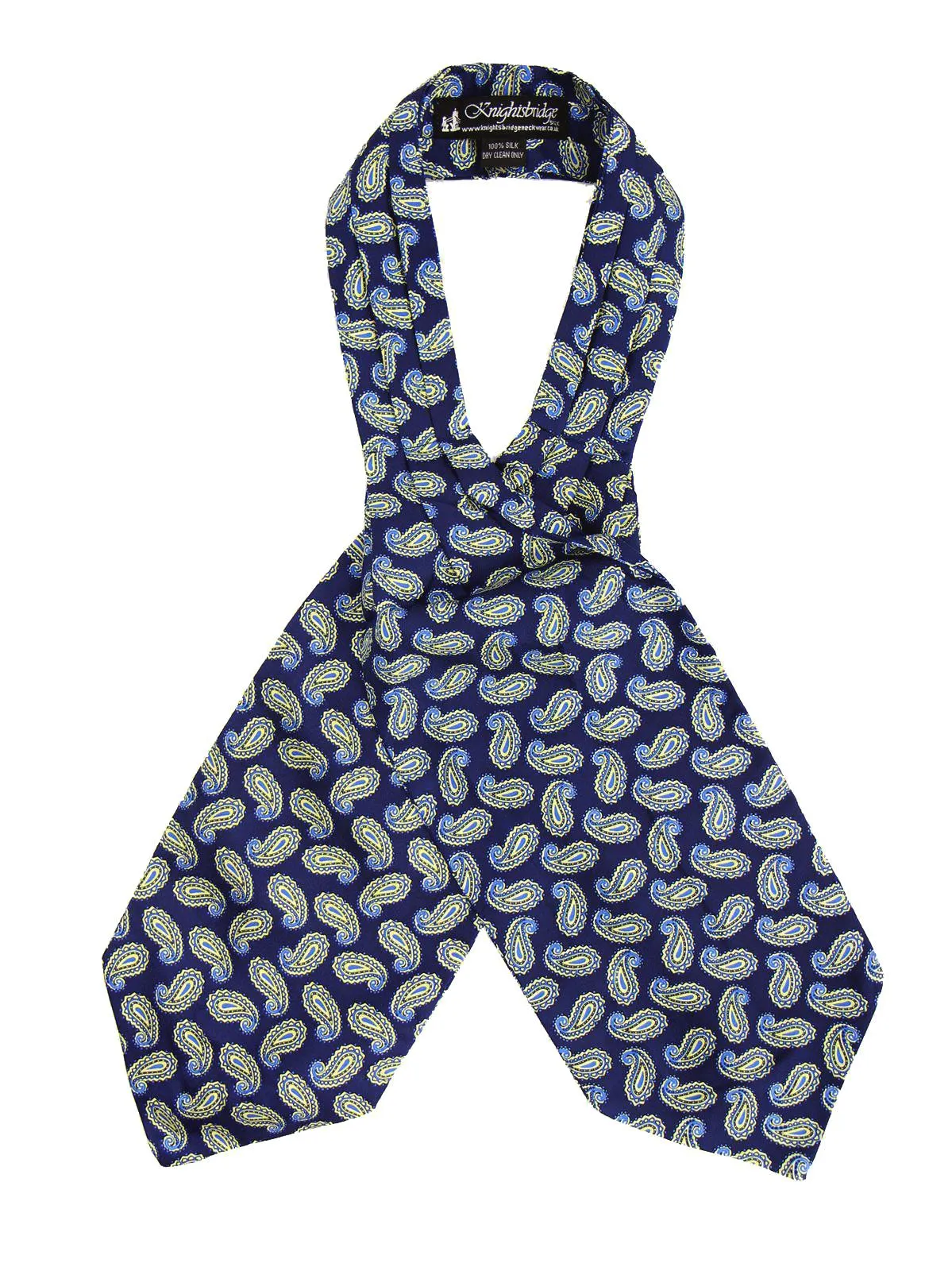 Classic Navy & Yellow Silk Paisley Cravat