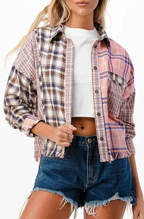 Cropped Plaid Button Down