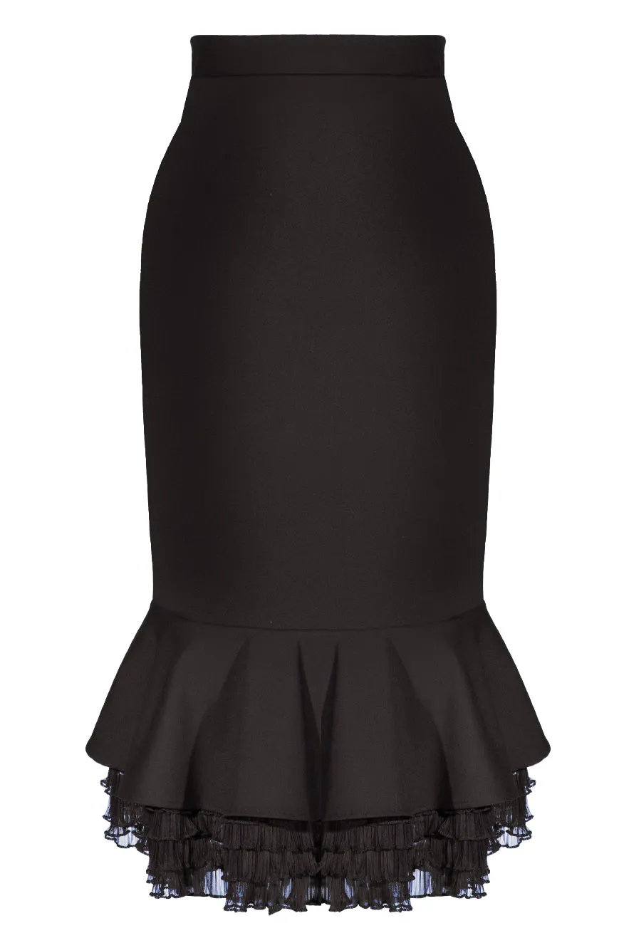 D'Amour Frill Trumpet Skirt (Black)