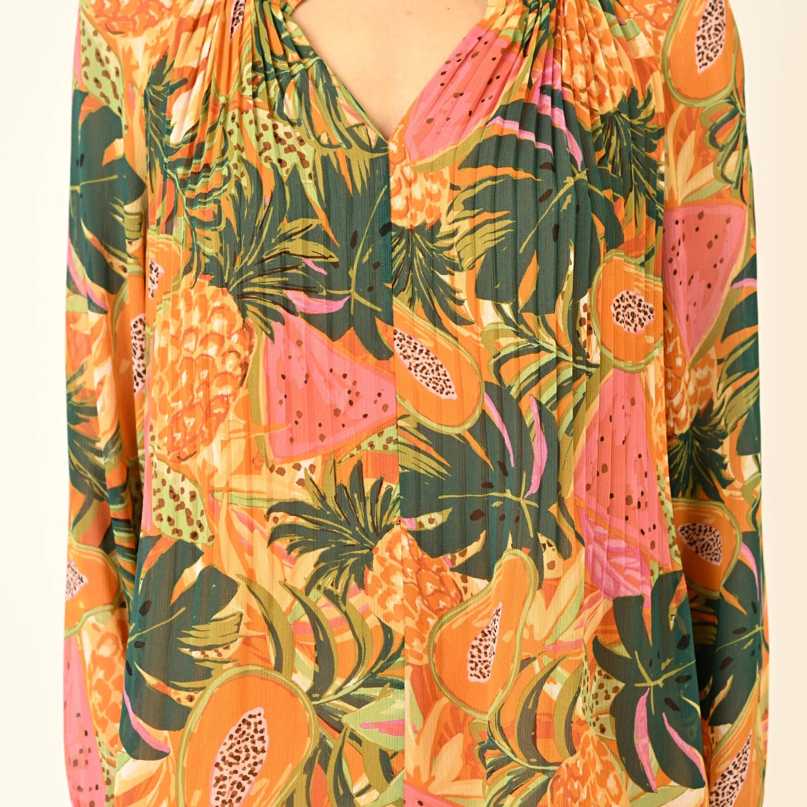 Daniel Rainn - Elle Pleated Papaya Print Top