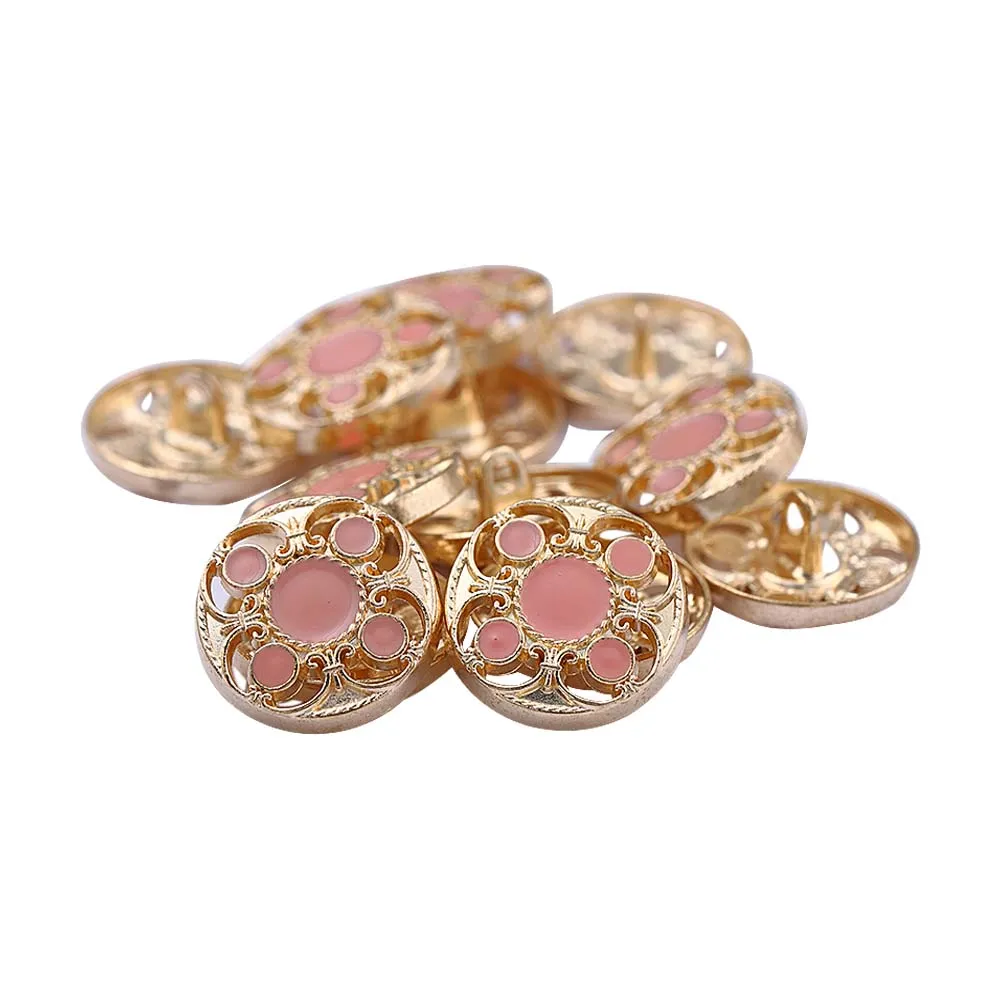 Designer Shiny Gold Cutwork Design Enamel Colour Metal Buttons