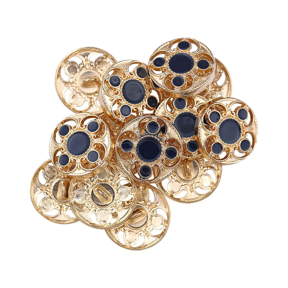 Designer Shiny Gold Cutwork Design Enamel Colour Metal Buttons