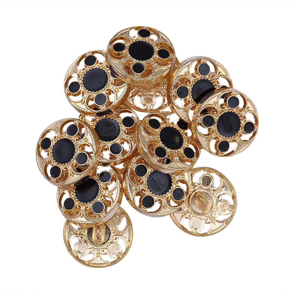 Designer Shiny Gold Cutwork Design Enamel Colour Metal Buttons