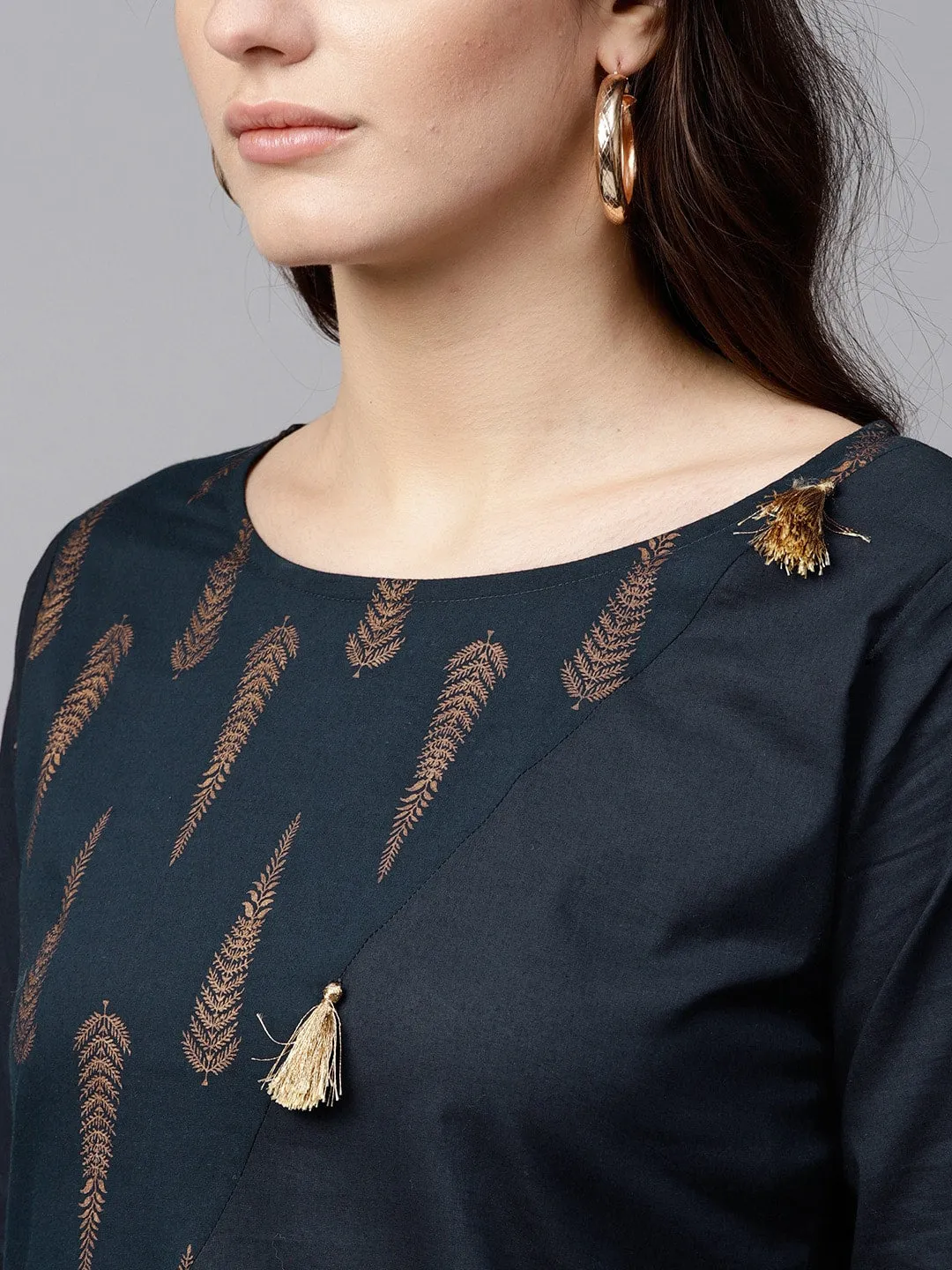 Golden Foil Diagonal Cut Kurta