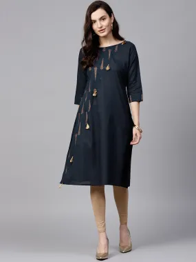 Golden Foil Diagonal Cut Kurta