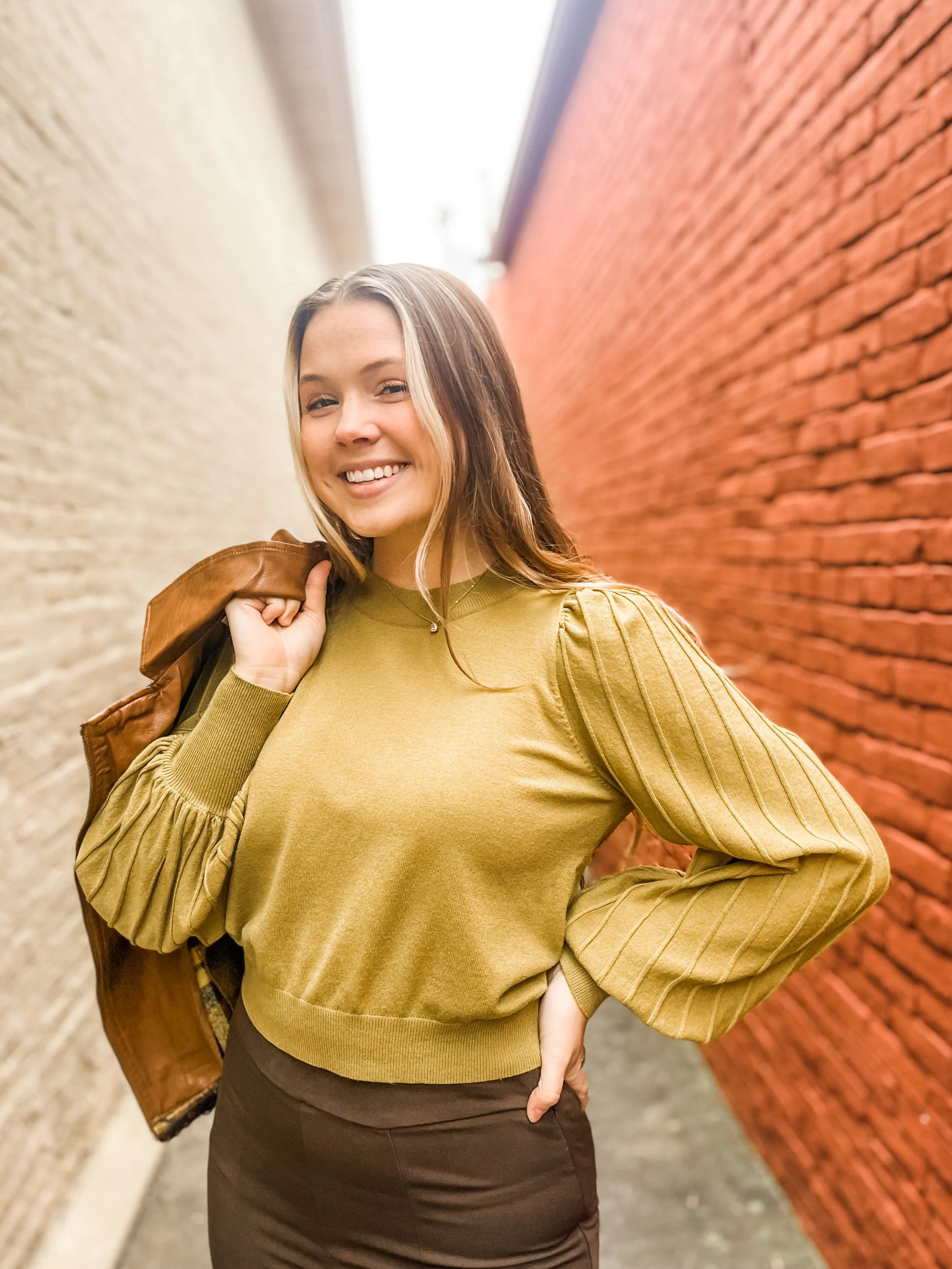 In The Details Pleated Puff Sleeve Top