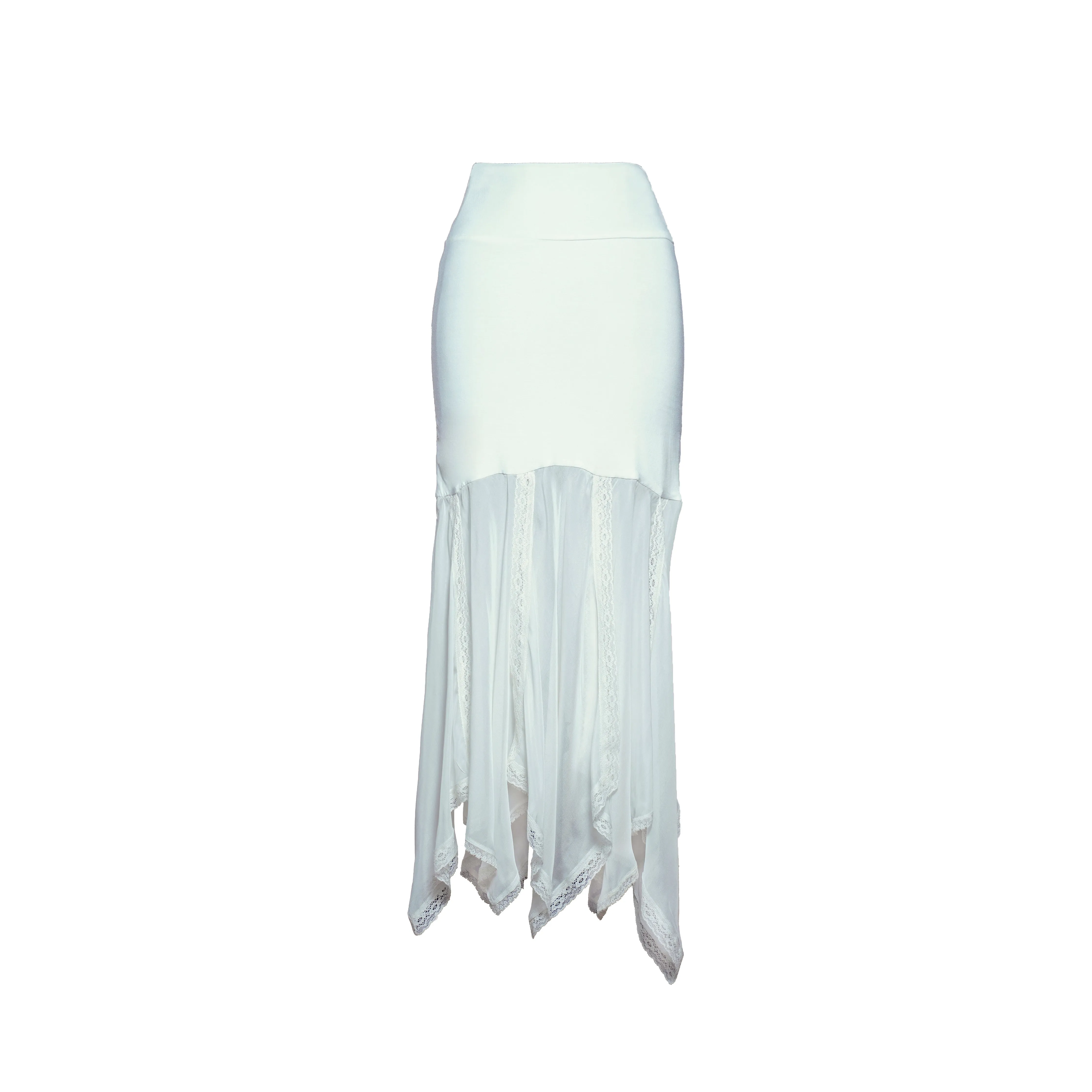 Ivory Modal Jersey & Chiffon Handkerchief Skirt