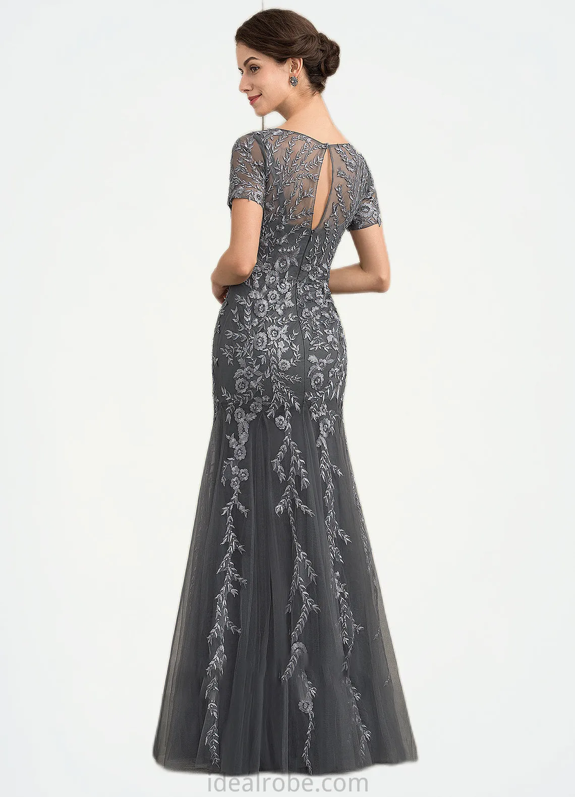 Jayleen Trumpet/Mermaid Scoop Neck Floor-Length Tulle Lace Mother of the Bride Dress With Beading Sequins STK126P0014767