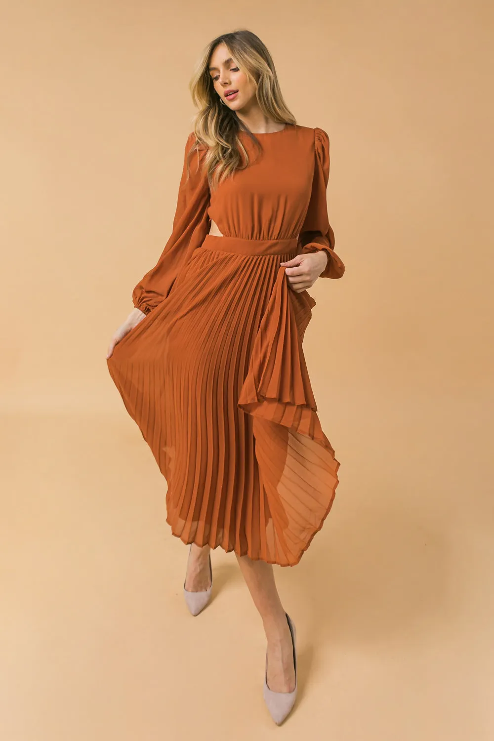 JD7353 Midi Pleated dress