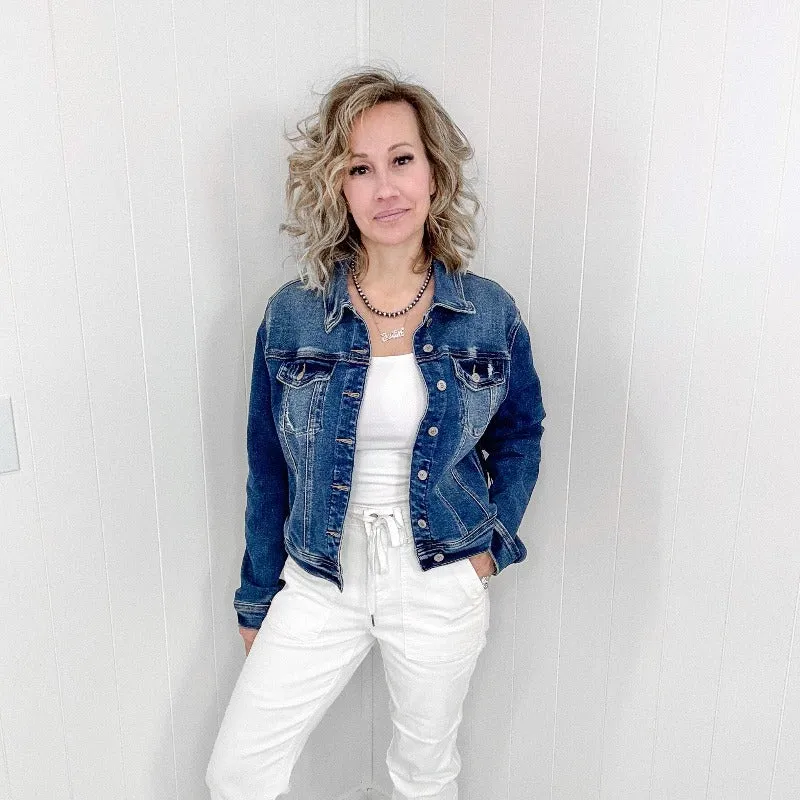 Judy Blue Distressed Classic Denim Jacket