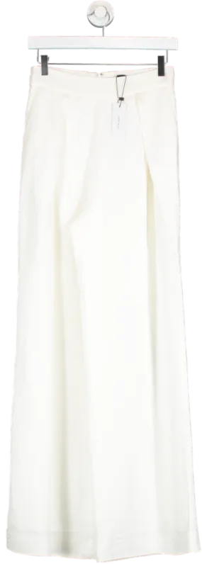 Karen Millen Cream Tailored Pleated Wide Leg Trousers UK 6