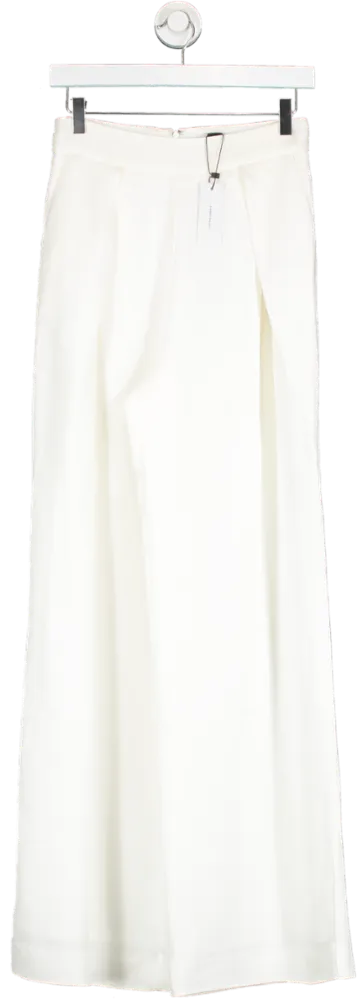 Karen Millen Cream Tailored Pleated Wide Leg Trousers UK 6