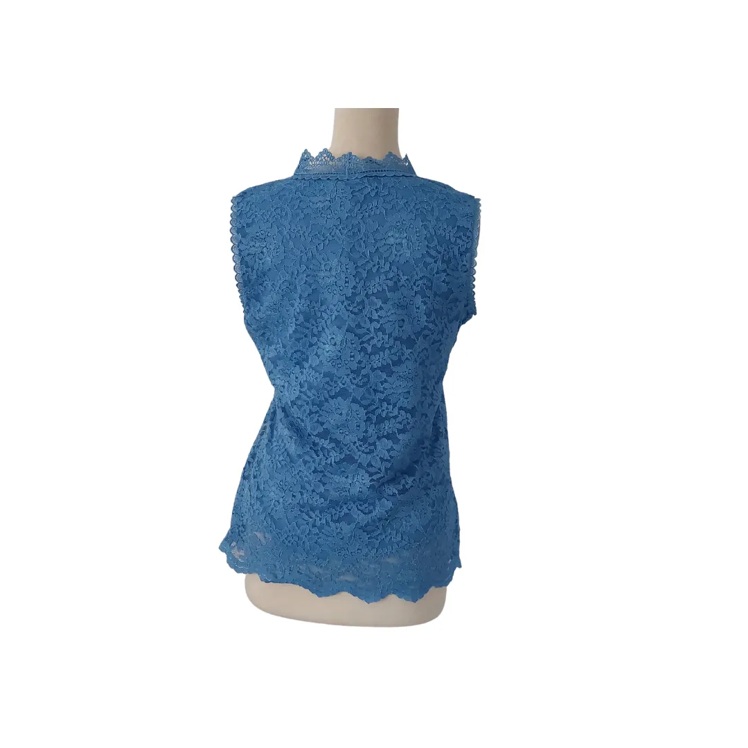 Karl Lagerfeld Blue Sleeveless Blouse | Brand New |