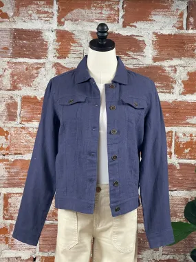 Kennedy Linen Jacket in Navy Blue