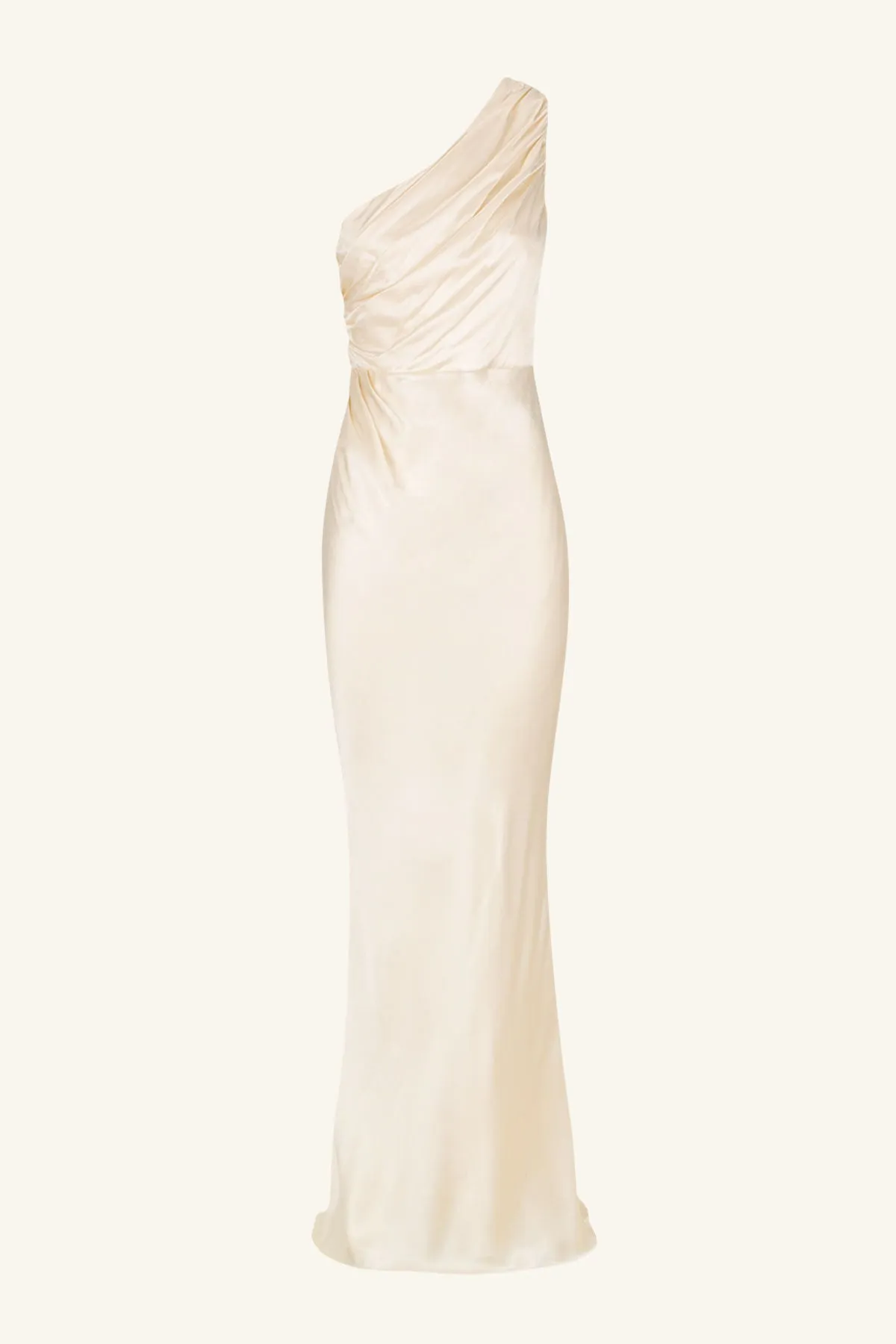 LA LUNE GATHERED ONE SHOULDER MAXI DRESS - CREAM