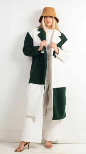 Mari Colorblock Coat - Green/White