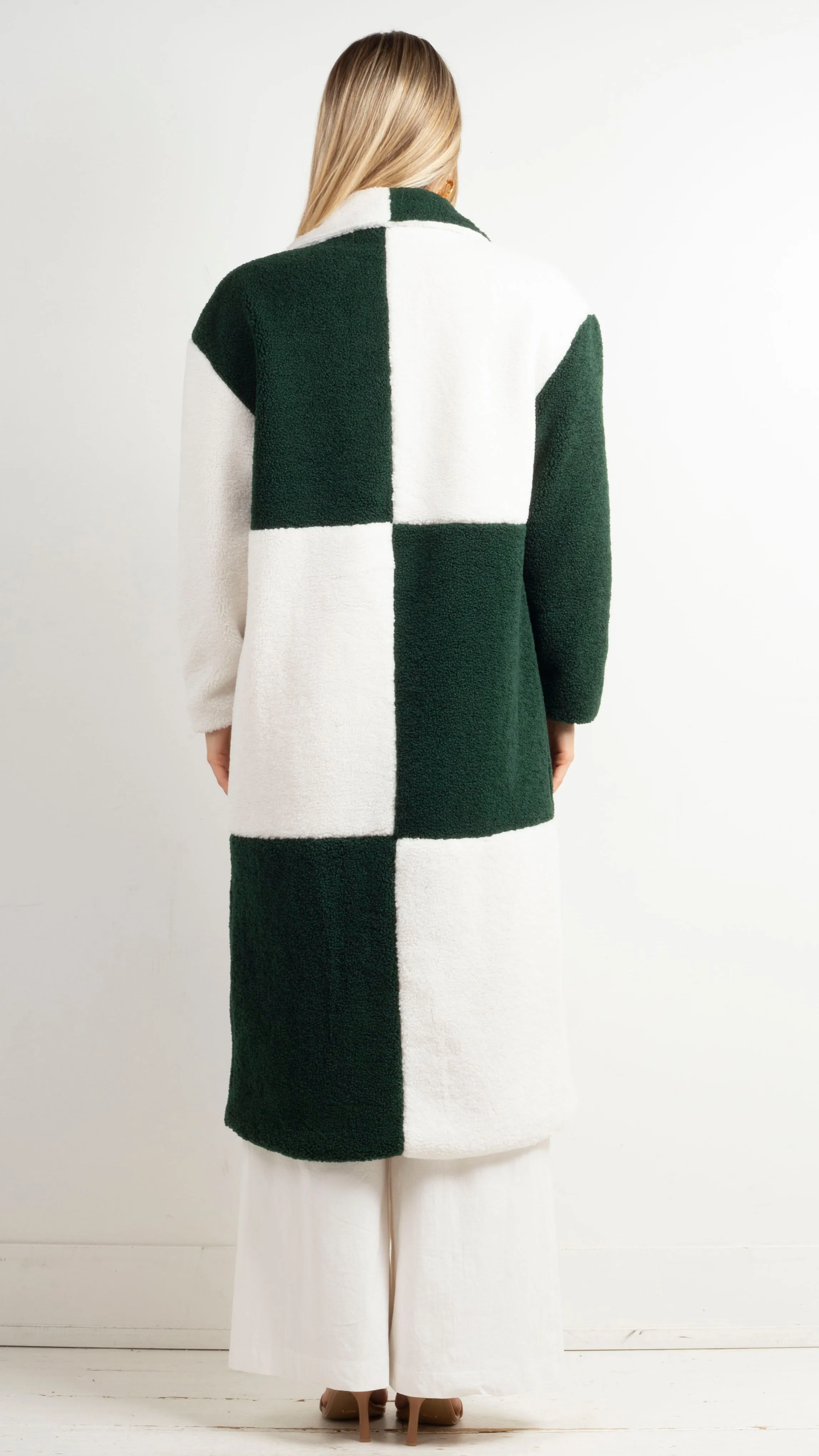 Mari Colorblock Coat - Green/White