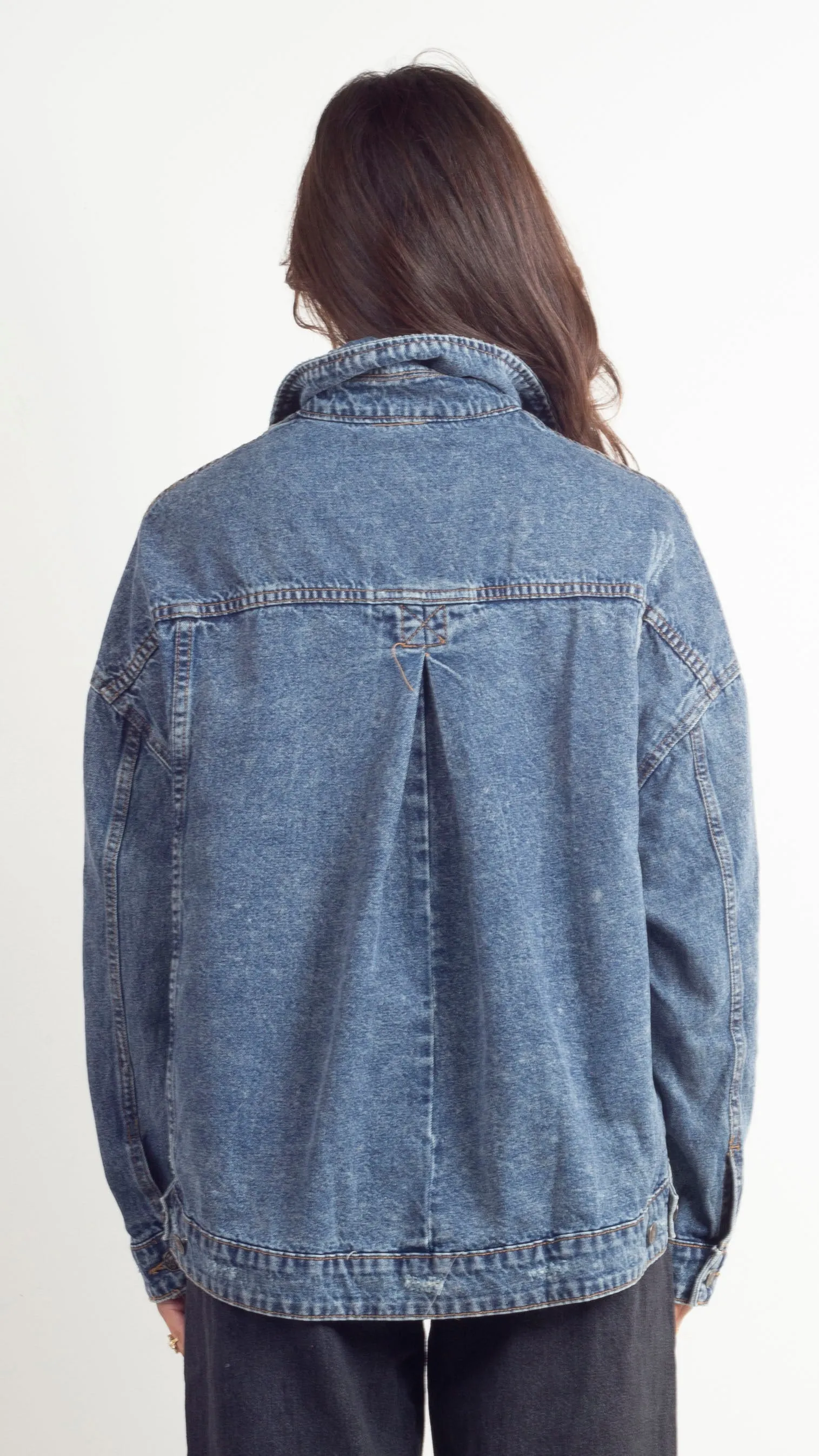 Meryl Pleated Denim Jacket - Washed Denim