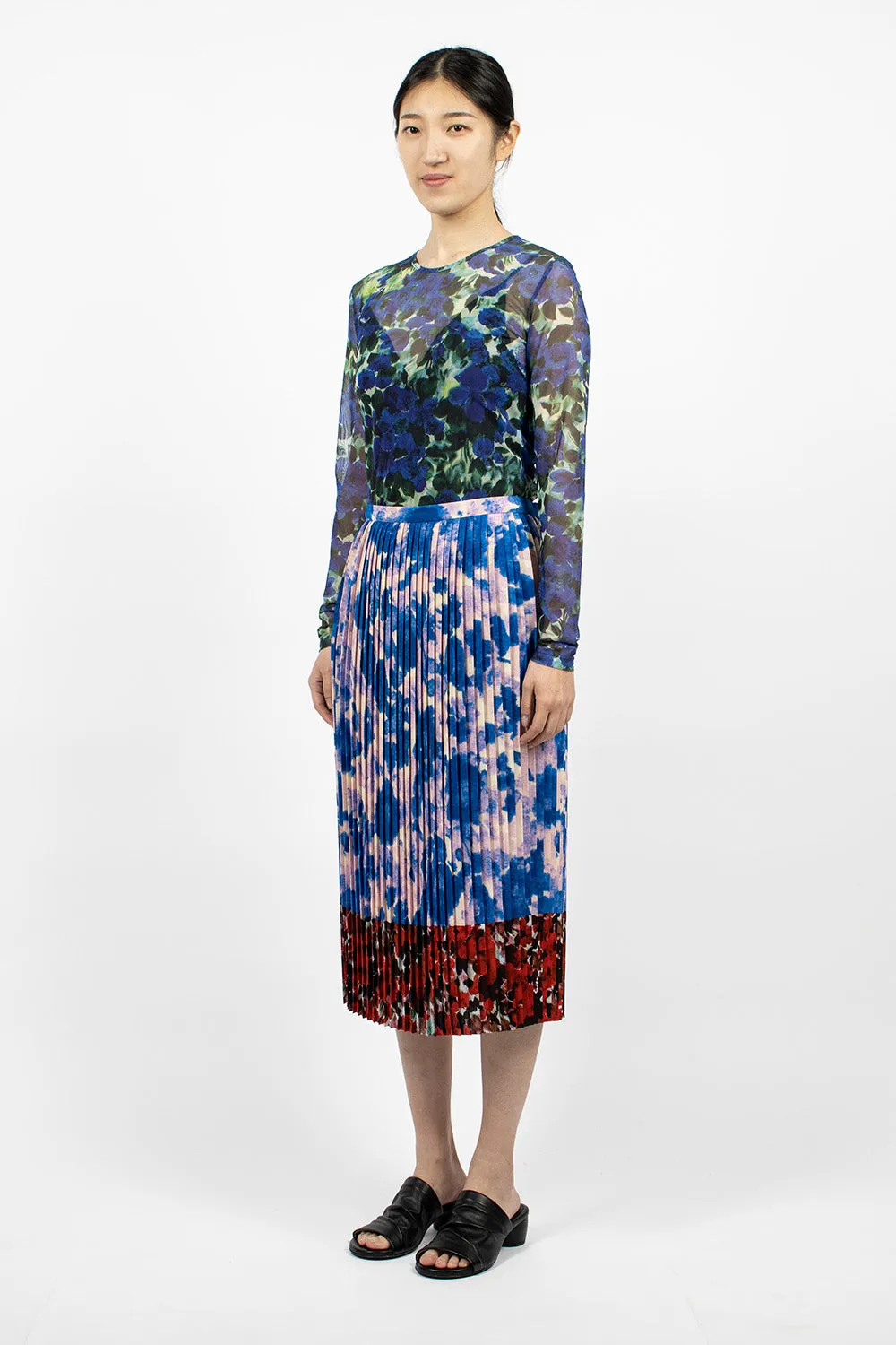 Mixed Floral Skirt Blue