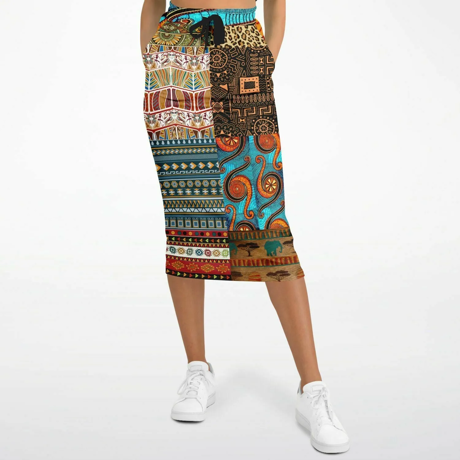 Mother Lode African Print Eco-Poly Long Pocket Skirt