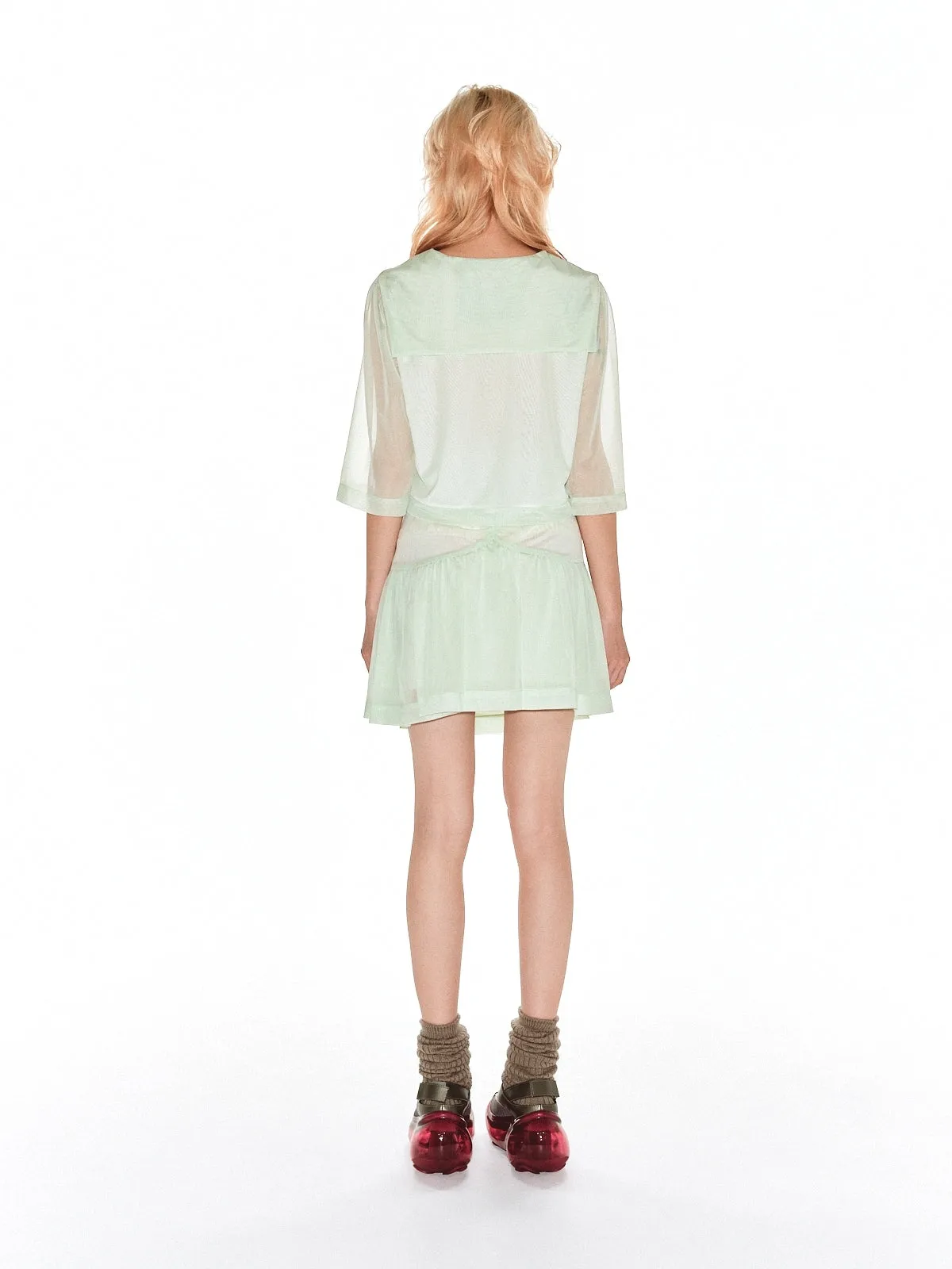 Peaches Mini Sheer Skirt / Mint Green