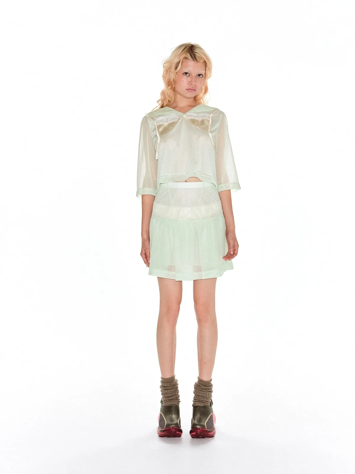 Peaches Mini Sheer Skirt / Mint Green