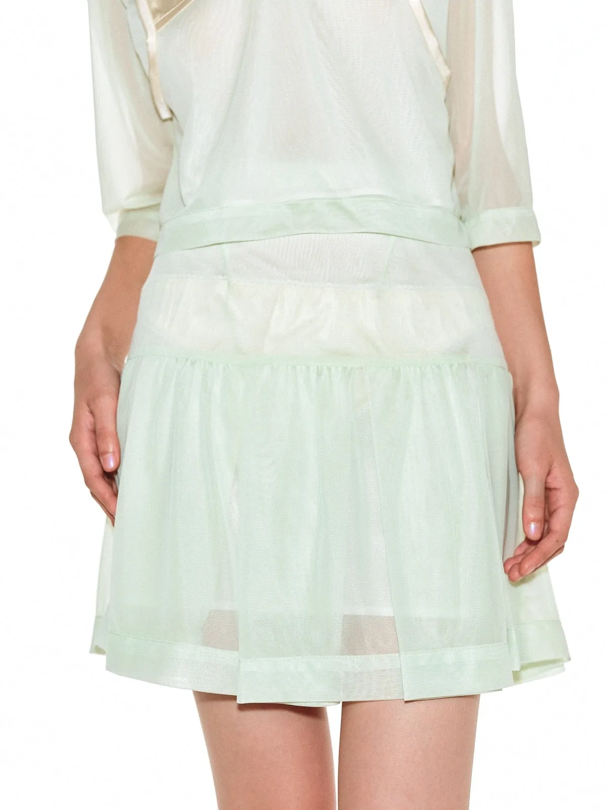 Peaches Mini Sheer Skirt / Mint Green