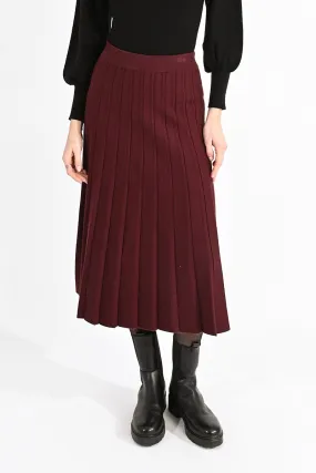 Pleated Sweater Skirt in dark red by Molly Bracken