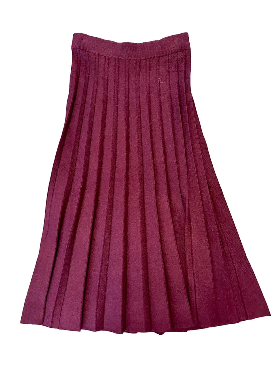 Pleated Sweater Skirt in dark red by Molly Bracken