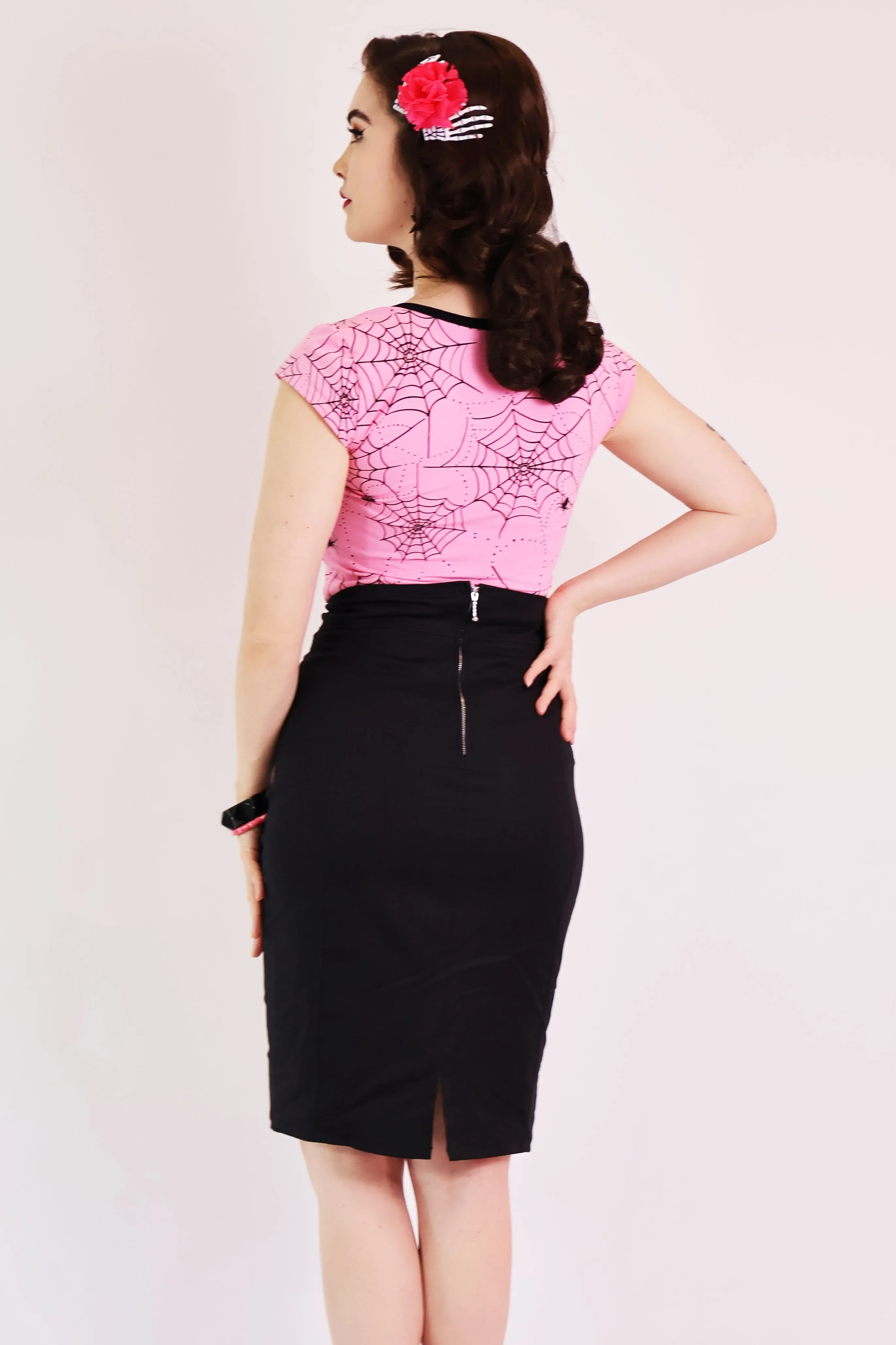 Poison Black & White Pencil Skirt