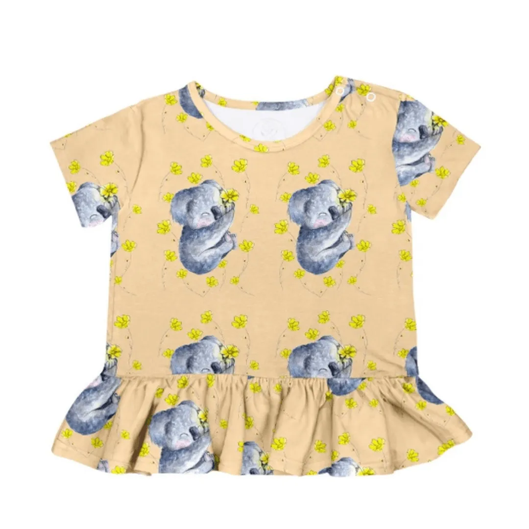 PREORDER Koala Joey Short Sleeve Frill Top (Ships w/c 16th Sept)