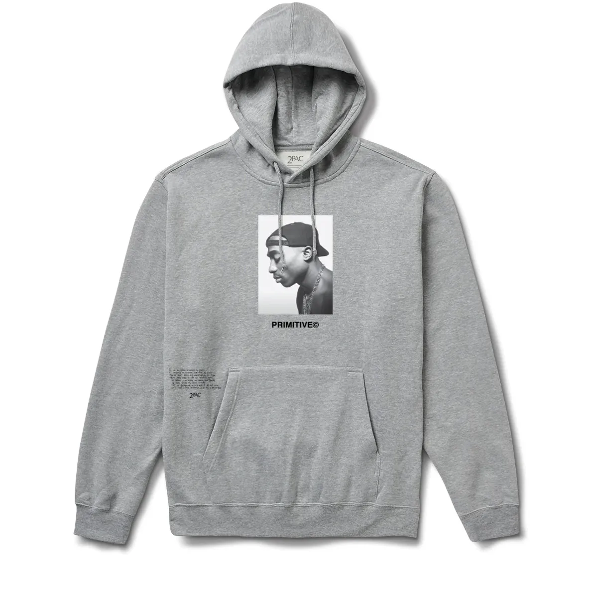 PRIMITIVE SWEAT 2PAC NO CHANGES HOOD HEATHER GREY/NOIR (2 COLORIS)